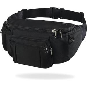 Sports Fanny Pack for Men Women, Outdoor Waist Pack Bag with 6 Zipper Pockets, Super Capacity Bum Bag with Adjustable Belt for Traveling Hiking Cycling Workout Casual, Large