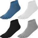 4 Pairs Toe Socks for Men Women, 4 Colors Five Finger Cotton Athletic Crew Socks High Performance Athletic Toe Sock No Show Running Five Finger Sock(Blue,White,Gray,Black)
