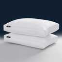 Serta Hotel Collection Pillows King Size Set of 2 White Goose Feather Down Fiber Gusseted 100% Cotton Pillow for Back, Stomach or Side Sleepers