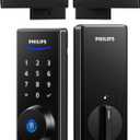 Philips Front Door Lock Set, Electronic Fingerprint Lock with 2 Lever Handles, Keyless Entry Door Lock with Handles, Auto Locking, Fingerprint Unlock, Touchscreen Keypad with Key