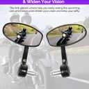 RACOONA Bar End Mirrors, Anti Glare Side View Mirrors for Motorcycle Handlebar, Fits Most with 7/8'' Handlebar (Blue Lense, Oval)
