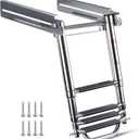 3-4 Step Boat Ladder Under Platform Slide Mount Boat Boarding Ladder, Telescoping Ladder with a Carry Handle and Mounting Screws, Press-Type Spring Latch (4 Steps)
