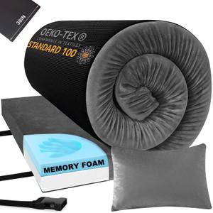 Sleeping Pad,3-inch Thick Memory Foam Camping Mattress,Portable Roll-Up Mat for Car/Tent/Floor/Cot/Travel,Comfortable Pad for Guests Sleepover (Grey), Size: Twin:75*38*3"