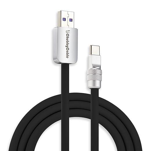 chubbycable Chubby 2.0 Fast Charging Cable Durable Soft Silicone USB C Cable 120W Extra Thick Phone Charger Cord Data Transfer Cord, Black, USB-A to Type-C, 3.3 FT
