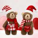 Valentines Day Gifts for Her - Valentines Gnomes Teddy Bear Farmhouse Table Decor for Home - Romantic Gifts Galentines Day Decorations (Brown)