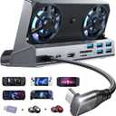 LISEN 10-IN-1 Docking Station for Steam Deck OLED&ROG Ally X&Legion Go, Dual Cooling Fan 5 USB Ports and 4K@60Hz, 100W Charging Port Support ROG Ally 30W Mode, Gigabit Ethernet Fit for Steam Deck OLED
