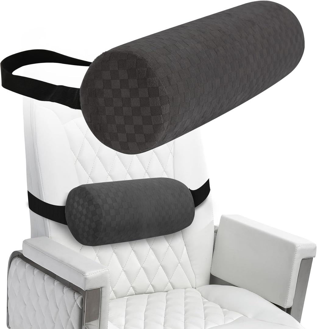 Lumbar Roll Pillow for Lower Back, Lumbar Support Foam Roll Cushion with Pillowcase and Upgraded Strap for Office, Chair, Car, Seat Pain Relief & Improving Posture 