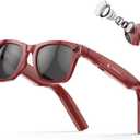 Exclusive Edition  Smart Glasses With Camera: 8mp Camera Supporting 1080p Hd Video Recording, Photo/Video/Audio Recording, 410mah Battery, Includes Ai Assistant, Ai Translation, And Bluetooth Calling (Porto red frame+black sunglasses lenses)