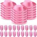 Unittype 18 Sets Cowboy Hats and Bandanas Bulk Kids Western Cowboy Costume Accessories Kids Party Supplies (Pink)