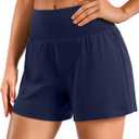 Soothfeel Running Athletic Shorts for Women 5" High Waisted Shorts (Blue, L)