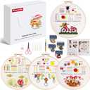 Afcancihe 4 Embroidery Kits, Cross Stitch Starter Kit for Beginners, Adult Needle Felting Tool, Comes with Printed Fabric, Embroidery Needle, Instructional Video, Craft Gift (Bringing Spring)