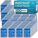 100 Pack Instant Cold Pack - Disposable Instant Ice Packs for Injuries Cold Compress Ice Pack for Pain Relief, Swelling 6 x 4.5 in
