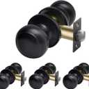 CML Hardware (4 Pack) Passage Door Knob, Matte Black Interior Door Lock Set for Hallway or Closet, No Locking, Round Ball Handle