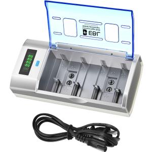 EBL Universal Smart Battery Charger with Discharge Function  Multi-Bay Rapid Charger for C D AA AAA 9V Ni-MH Ni-CD Batteries, LCD Display