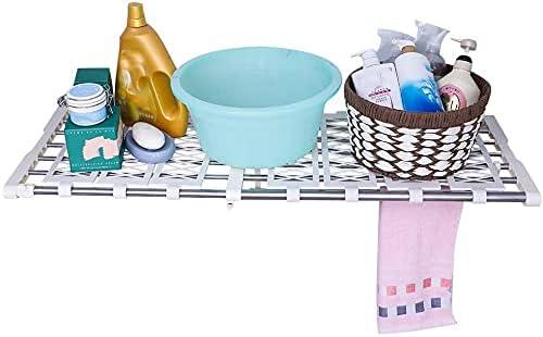 Hershii Tension Shelf Expandable Closet Organizer Adjustable Rod Heavy Duty Hanging Rail Rustproof DIY Storage Rack 4-Bar Extention with Gaskets for Garage Bathroom Kitchen Bedroom Wardrobe (55-90cm/21.65-35.43inches)