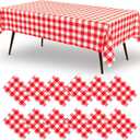misaya 12 Packs Buffalo Disposable Table Cloth, 54 x 108 Inch Waterproof Plastic Tablecloth, Rectangle Red and White Checkered Table Covers for Picnic, Birthday, Party