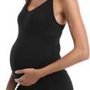 Womens Maternity Nursing Tank Cami for Breastfeeding with Adjustable Straps (Black, L)