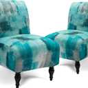 Iauddy Armless Accent Slipper Chair Cover Slipcover,Stretch Spandex Jacquard Fabric Small Checks,Non-Slip Sofa Couch Cover Furniture Protector (Turquoise, 2)