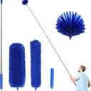 Duster, Microfiber Dusters with 2 Handle Sets, Durable 15-98.1 Inches Long Telescopic Rod, Washable, Feather Dusters for Cleaning Cobweb and Ceilings Fans, 5 Pack (Blue)