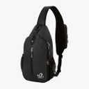 WATERFLY Crossbody Sling Backpack Sling Bag Travel Hiking Chest Bag Daypack (Black)