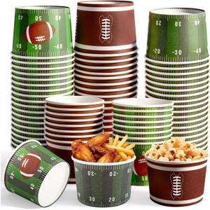 REDWORD 60PCs Football Party Supplies, 9oz Football Snack Cups Foot ball Party Favors Nacho Trays Ice Cream Bowls Disposable for Foot ball Birthday Decorations Sports Decorations