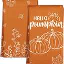 Fall Kitchen Towels Set of 2 - Fall Kitchen Dish Towels 18x26 Inches Microfiber Decorative Autumn Themed Towel for Thanksgiving Harvest, Absorbent Hand Towel with Hanging loop, Burnt Orange