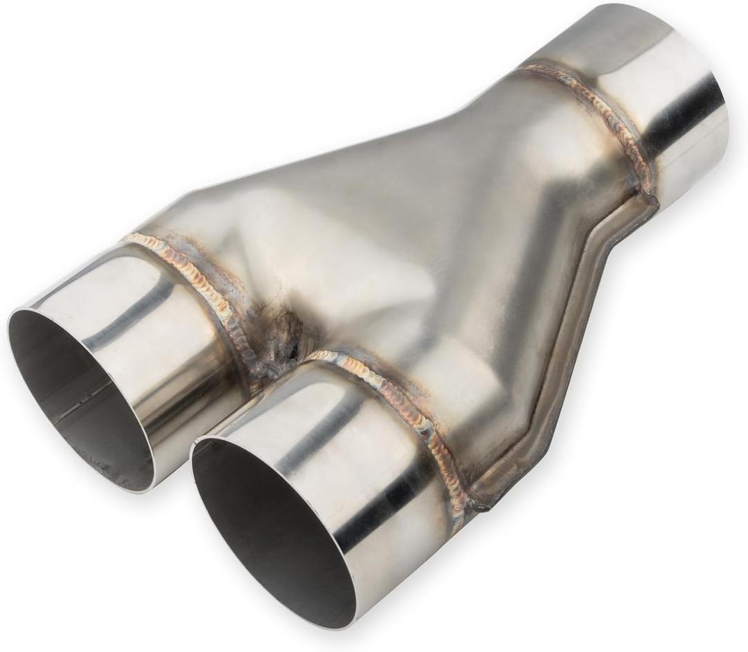 3 inch Exhaust Y Pipe, 3" Single to 3" Dual Exhaust Adapter Connector, 10" Overall Length, Universal 3 Inch Y Tail Pipe, Weld-on, Silvery