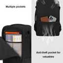 ECOHUB 17'' Small Travel Backpack, United Airlines Personal Item Bag 16.7"x10"x8" with 13 Pockets Carry on Backpack with USB Port Luggage Sleeve Travel Essentials for Men Women Water Resistant, Black