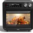 SMIRLY Digital Air Fryer Toaster Oven Combo, 25L Convection Countertop Oven, 10-in-1 Multi-Function Fits 12" Pizza & 6 Slices of Toast, Stainless Steel, Black