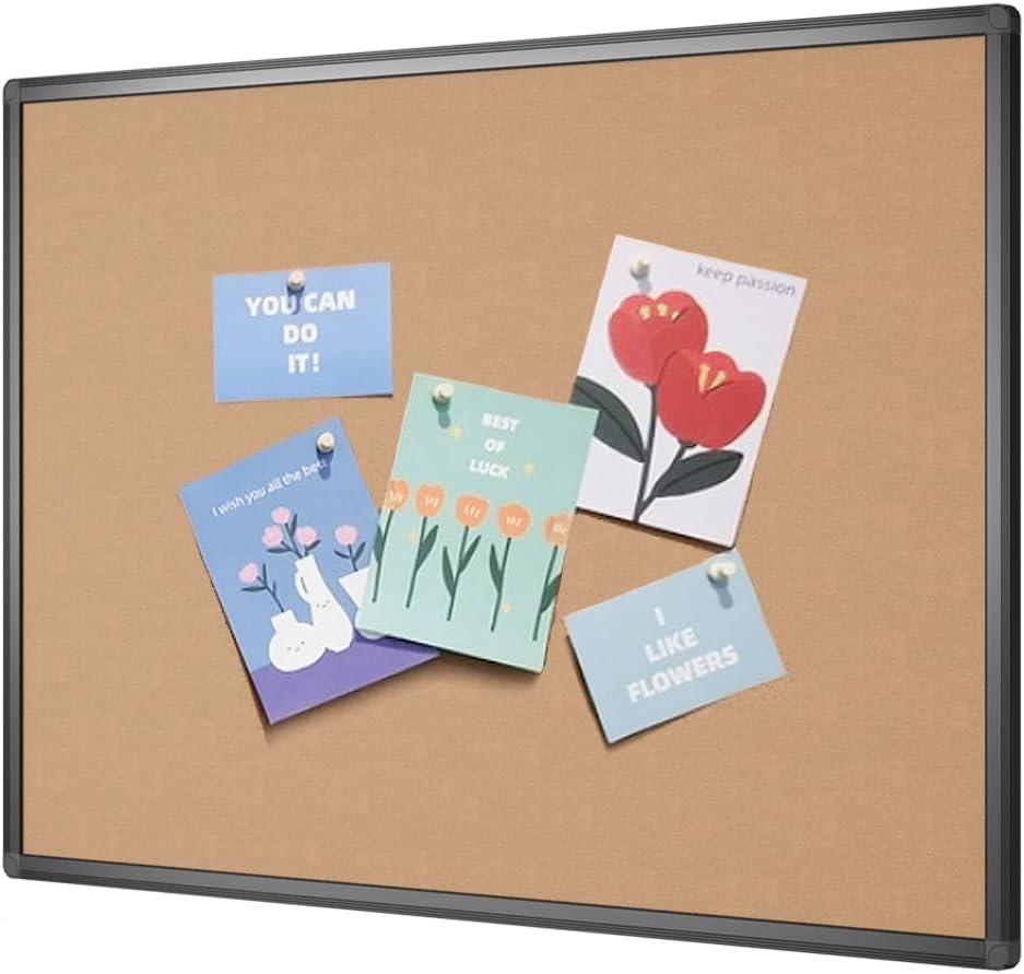 VIZ-PRO Cork Notice Board, 36 X 24 Inches, Cork Bulletin Board with Black Aluminium Frame VIZ-PRO Cork Notice Board, 36 X 24 Inches, Cork Bulletin Board with Black Aluminium Frame