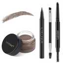 LAVONE Eyebrow Stamp Pencil Kit for Eyebrows Makeup, with Waterproof Eyebrow Pencil, Eyeliner, Eyebrow Pomade, and Dual-ended Eyebrow Brush - Light Brown