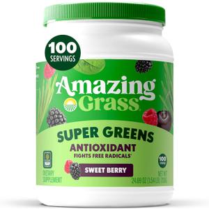 Amazing Grass Super Greens Antioxidant Powder, Sweet Berry, 100 Servings, EXP:  11/2026
