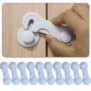 Child Proof Cabinet Locks for Baby Safety, 10 Pcs Baby Proofing Cabinet Locks with Adhesive for Drawer Cupboards Fridge Closet and Pantry, Door Latch for Protecting Kids Toddler (White-10PCS)
