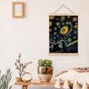 YTRGI Black Cat Wall Art Poster Framed, Starry Night Black Cat Room Decor Aesthetic, Gifts for Cat Lovers, Cats Wall Art for Officer Girly Home Bathroom Bedroom Dorm Decor, 12x16 Inches (Blue)