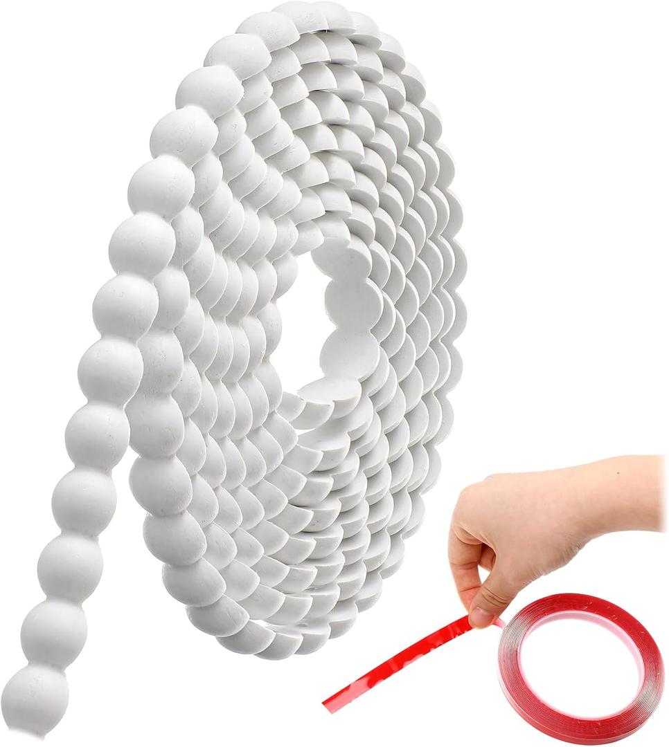 Leinuosen Flexible Molding Trim Peel and Stick for Walls 10ft Decorative Bead Pearl DIY Wall Trim for Bathroom Mirror Frame Border Backsplash Ceiling Cabinet TV Wall Edge(White,10ft /18 mm)