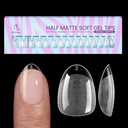 BTArtbox Extra Short Almond Nail Tips - 320pcs Half Matte Soft Gel Tips, Acrylic Pre-Shaped Fake Nails, Clear Ultra Fit & Natural False Nails for Nail Art, 16 Sizes