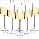 Ciaell 12 Pack Clear Plastic Wine Glasses - 10 Oz Disposable Wine Glasses with Stem for Parties & Weddings & Poolside & Outdoors & Camping