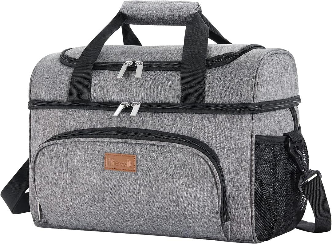 Lifewit Insulated Cooler Bag, 32 Can Large Leakproof Beach Cooler, Lightweight Portable Double Layer Soft-Sided Travel Ice Chest for Camping, Kayaking, Road Trips, Grocery Shopping (Gray)