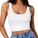 Womens Sexy Sleeveless Crop Tops Double Layer Scoop Neck Cropped Tank Top, XL