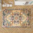 5x7 Boho Area Rug for Living Room,Washable Vintage Area Rugs,Low Pile Soft Floor Carpet,Non-Slip Eco-Friendly Large Rug for Bedroom Kitchen Office,Orange&Cream