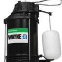 WAYNE CDU790-1/3 HP Submersible Cast Iron and Stainless Steel Sump Pump with Integrated Vertical Float Switch - Up to 4,600 Gallons Per Hour - Heavy Duty Basement Sump Pump, Black