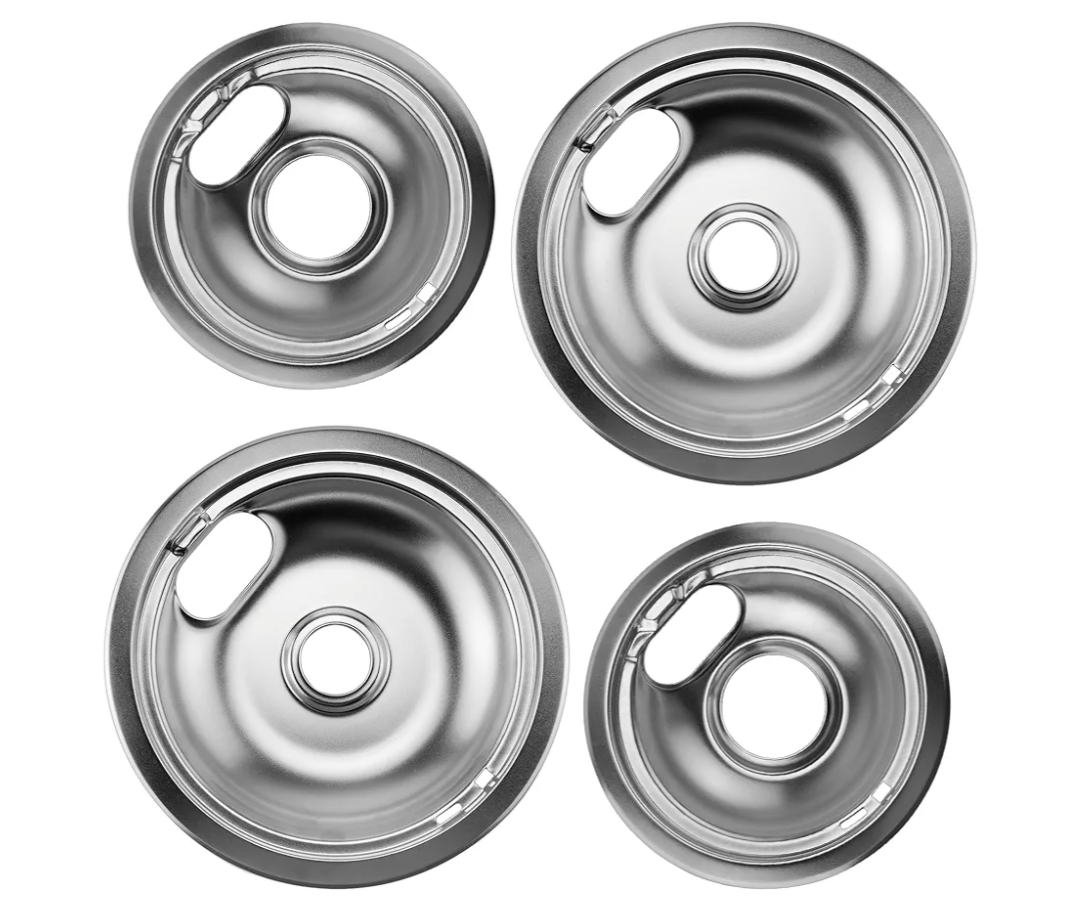 W10196406 and W10196405 Chrome Stove Burner Drip Pan Set for Whirlpool Amana Maytag Magic-Chef Kenmore Electric Range with Locking Slot, Includes 2 6-Inch and 2 8-Inch Drip Bowls
Amazon's Choice