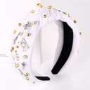 Concert Silver Guitar Violin Tape Knotted Headband for Women - Jeweled Crystal Embellished Wide Statement Hair Accessories