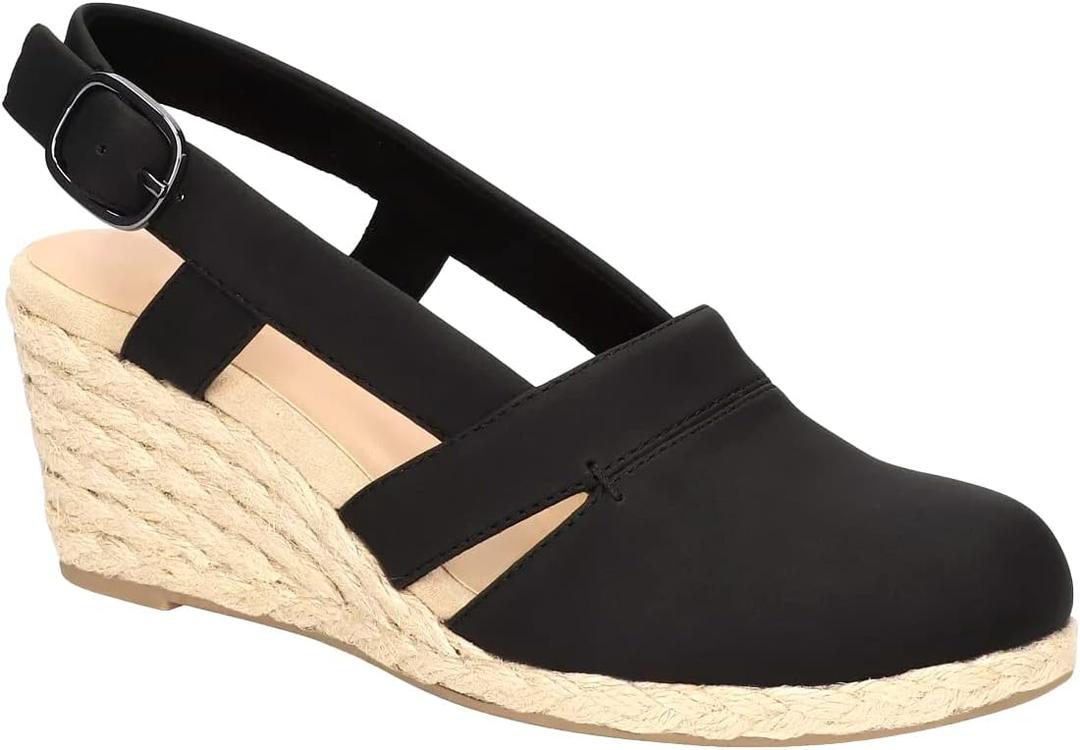 Juliet Holy Womens Wedges Sandals Platform Espadrilles Slingback Closed-toe Clogs Sandals (5, Black)