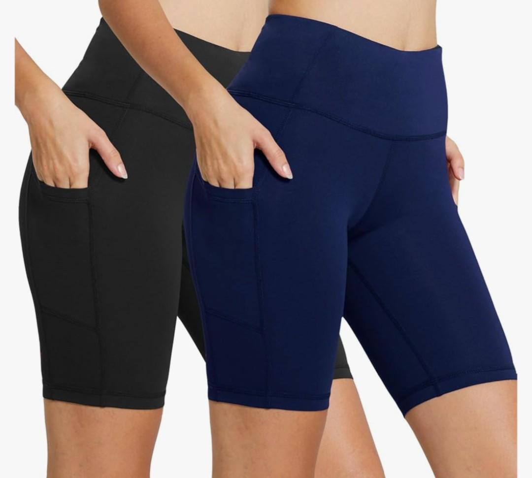 baleaf Women's 8"/ 5"/ 3" Biker Shorts High Waist Yoga Workout Gym Running Volleyball Spandex Shorts with Pockets S