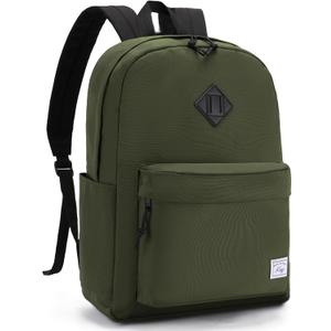 Kasqo Backpack for Women Men,Classic Lightweight Water-Resistant Bookbag for Teen Girls Boys,Travel School Casual Daypack (Army Green)