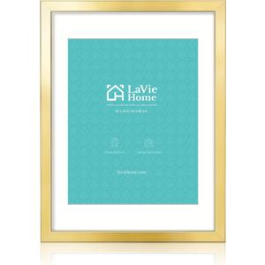LaVie Home 18x24 Picture Frame Gold Poster Frame, Display Pictures 16x20 with Mat or 18x24 Without Mat, Stable and Sturdy Frame and Polished Plexiglass, Horizontal and Vertical Format of The Walls