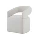 Upholstered Dining Chair with Caster, Modern Barrel Side Armchair with Rollers for Dining Room, Bedroom, Kitchen, Reading Room, Linen, Assembly Required