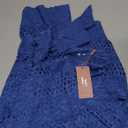 HOTOUCH Lightweight Crochet Cardigan for Women Long Sleeve Open Front Knit Oversized Cardigans Sweaters (Small, Blue)