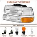 Headlights Assembly Compatible with 1999-2002 Chevy Silverado 1500 2500, 2000-2006 Chevy Tahoe Suburban Headlamp Assembly, Chrome Housing, OE Replacement Halogen head light assembly set